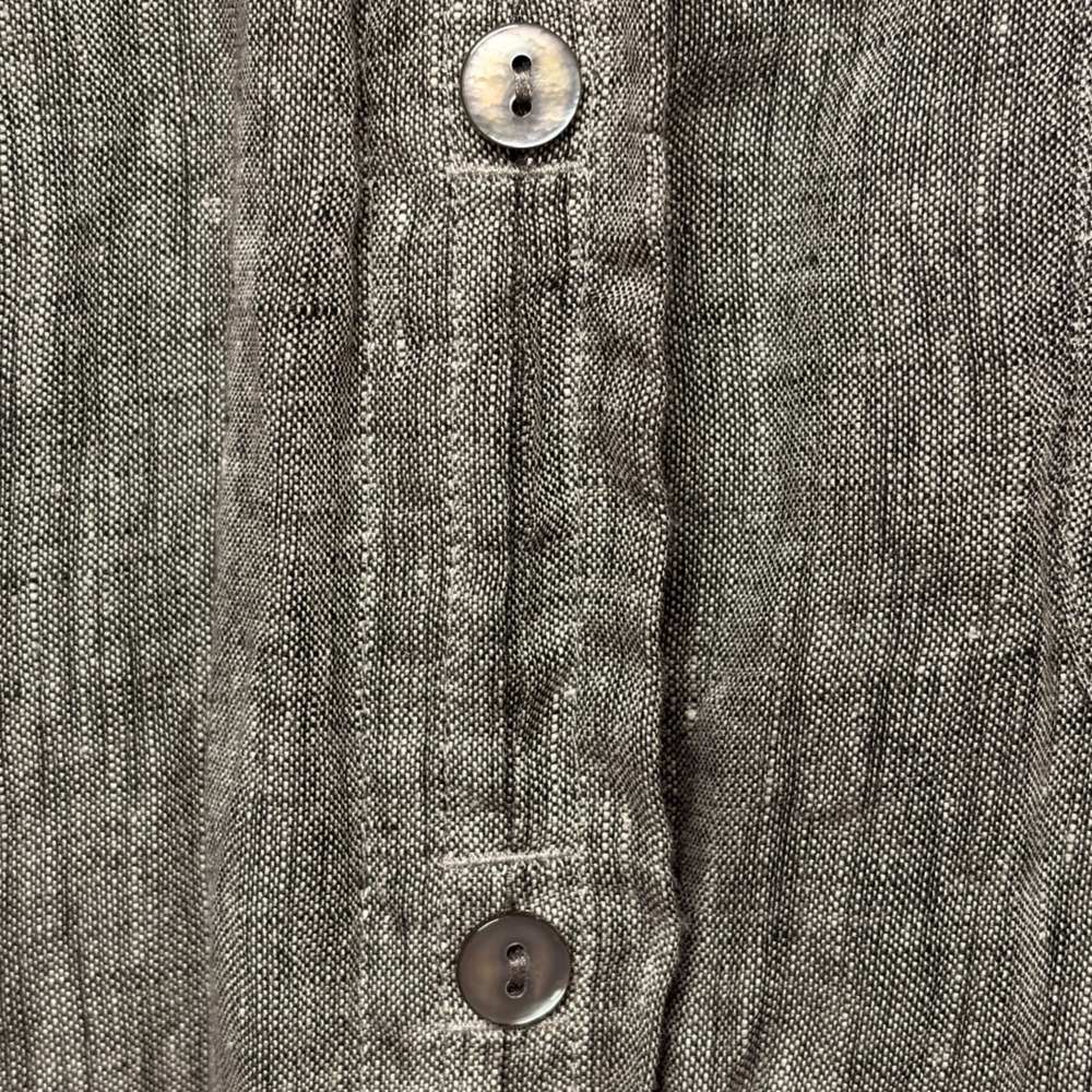 J Jill Love Linen Womens Button Down Tunic Shirt Sz XL Long Sleeve Relaxed Gray - Picture 3 of 9
